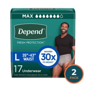 Depend - Fresh Protection Incontinence Underwear for Men, Maximum Absorbency, Size Large 17 Count - 2 Pack