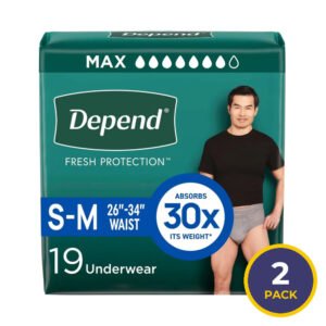 Depend - Fresh Protection Incontinence Underwear for Men, Maximum Absorbency, Size Small/Medium 19 Ct - 2 Pack