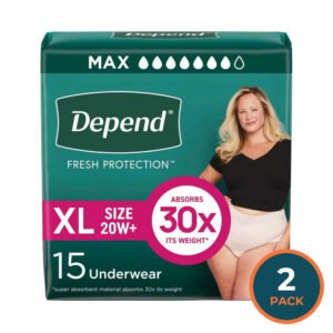 Depend - Fresh Protection Incontinence Underwear for Women, Maximum Absorbency, Size Extra-Large 15 Ct - 2 Pack