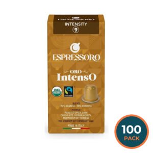 Espressoro - Capsules compatible with Nespresso Original Line. Premium Blend, Organic Coffee, Aluminum Capsule, Intenso 1x100