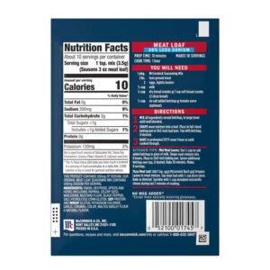 McCormick Seasoning Mix Meatloaf Less Sodium – 1.25 oz – 12 Pack