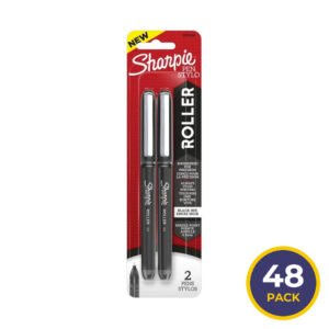 Sharpie Roller Retractable Rollerball Pens, Black - 2 Ct - 48 Pack