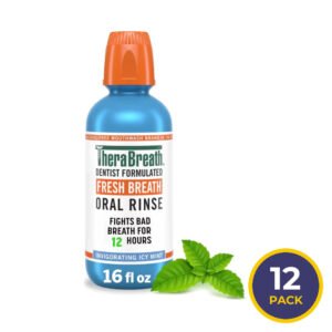 TheraBreath Oral Rinse Icy Mint, Alcohol Free  16 oz – 12 Pack