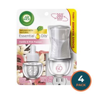 Air Wick Scented Oil Starter Kit Vanilla & Pink Papaya – 0.67 oz – 4 Pack