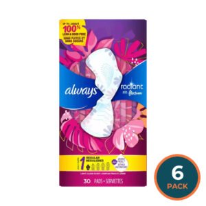Always Radiant FlexFoam Pads with Wings, Scented, Size 1  30 Ct – 6 Pack