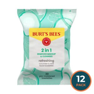 Burt's Bees Facial Cleansing Cucumber and Sage Towelettes – 30 Count – 12 Pack