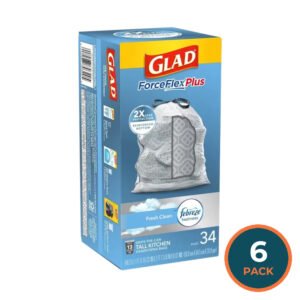 Glad Force-Flex DrawStrawing 13 Gallon – 34 Bags – 6 Pack