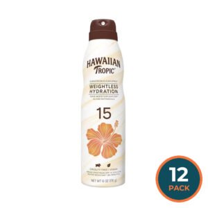 Hawaiian Tropic Hydrating Sunscreen Spray SPF 15 – 6 oz – 12 Pack