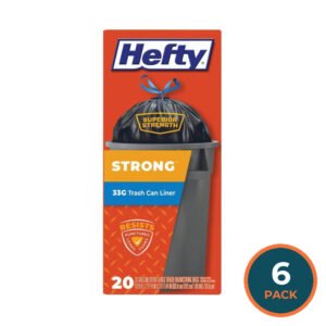 Hefty Cinch Sak Large Trash Bags 33 Gallon – 20 Count – 6 Pack