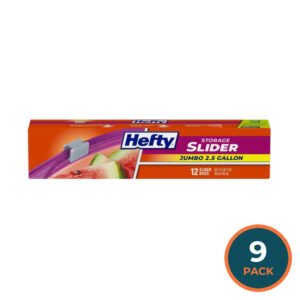 Hefty Slider Jumbo Storage Bags 2.5 Gallon – 12 Count – 9 Pack