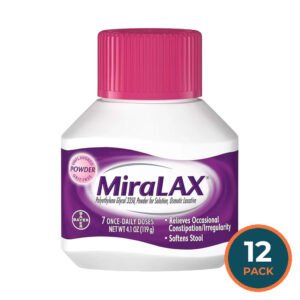 MiraLAX Laxative Unflavored Powder 7 Dose  4.1 oz – 12 Pack