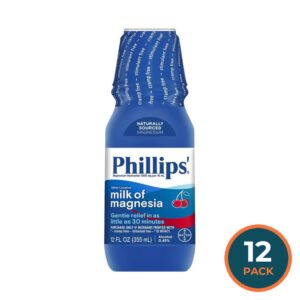 Phillips’ Milk of Magnesia Liquid Laxative Wild Cherry – 12 oz – 12 Pack