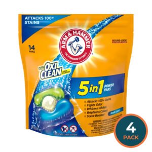 Arm & Hammer Plus OxiClean 5-in-1 Power Paks Laundry Detergent – 14 Count – 4 Pack