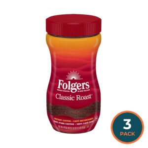Folgers Classic Roast Instant Coffee Crystals, 16 oz - 3 Pack