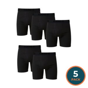 Hanes Men's 5-Pack Best Boxer Brief, Size M - Black Pack