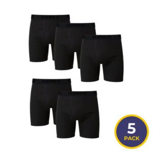 Hanes Men's 5-Pack Best Boxer Brief, Size M - Black Pack