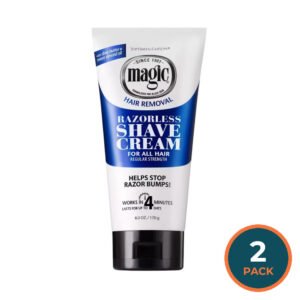 Magic Shave Razorless Shaving Cream, Normal Beard Maintenance - 6 oz - 2 Pack - Open Box