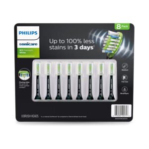 Philips Sonicare Premium Whitening Replacement Brush Heads, Black, 8 Ct