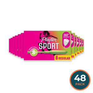 Playtex Sport Tampons Regular Absorbency Unscented – 8 Count – 48 Pack