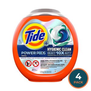 Tide Power PODS Hygienic Clean Heavy Duty Laundry Detergent Pacs – 25 Count XL – 4 Pack
