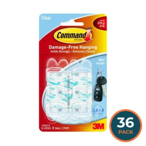 3M Command Mini Clear Hooks - 6ct - 36 Pack
