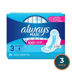 Always Maxi Size 3 Extra Long Super Unscented - 26ct - 3 Pack