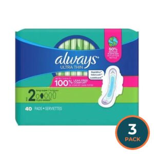 Always Ultra Thin Long Super Unscented - 40ct - 3 Pack