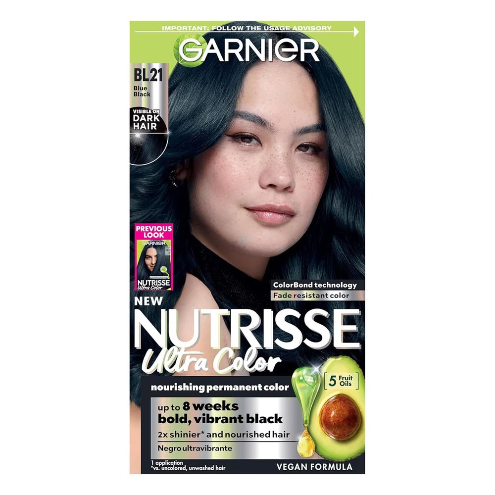 Garnier Nutrisse Ultra Color Permanent Hair Color Kit, #BL21 Ultimate Blue Black - 12 Pack