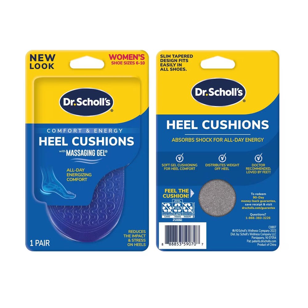 Dr. Scholl’s Comfort Heel Cushions with Massaging Gel for Women Size 6 to 10 1 Pair - 12 Pack