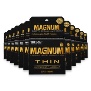 Trojan Magnum Thin Lubricated Condoms, 3 Ct - 48 Pack