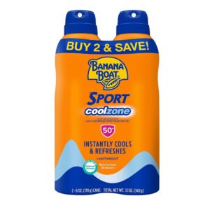 Banana Boat – Sport Cool Zone Continuous Sunscreen Spray SPF 50, 2 Count – 6 Pack