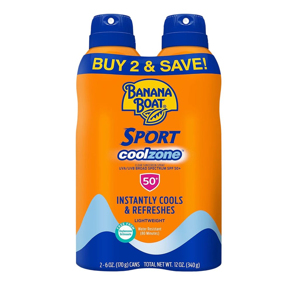 Banana Boat – Sport Cool Zone Continuous Sunscreen Spray SPF 50, 2 Count – 6 Pack