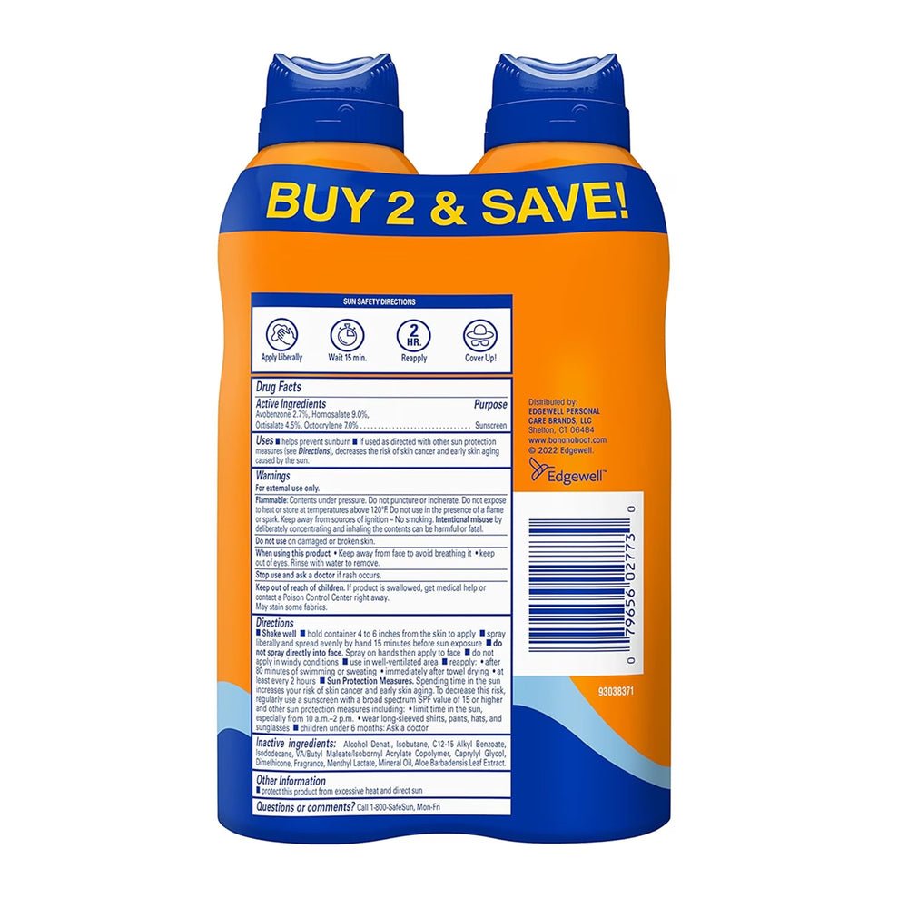Banana Boat – Sport Cool Zone Continuous Sunscreen Spray SPF 50, 2 Count – 6 Pack