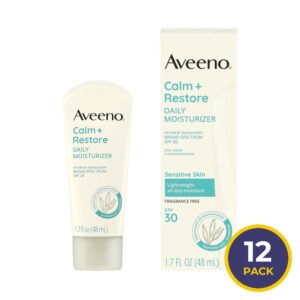 Aveeno Calm + Restore Daily Moisturizing Mineral Sunscreen SPF 30, 1.7 fl oz - 12 Pack