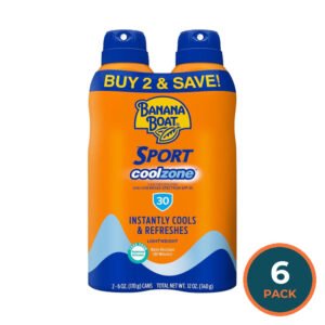 Banana Boat Sport Cool Zone Continuous Sunscreen Spray SPF 30 - 2 Ct - 6 Pack
