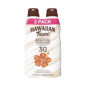 Hawaiian Tropic Weightless Hydration Clear Spray Sunscreen SPF 30, 6 oz - 2 Pack