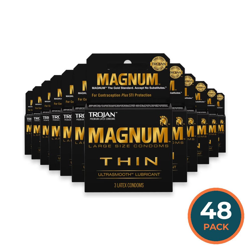 Trojan Magnum Thin Lubricated Condoms, 3 Ct - 48 Pack
