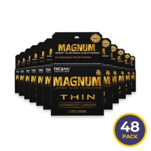 Trojan Magnum Thin Lubricated Condoms, 3 Ct - 48 Pack