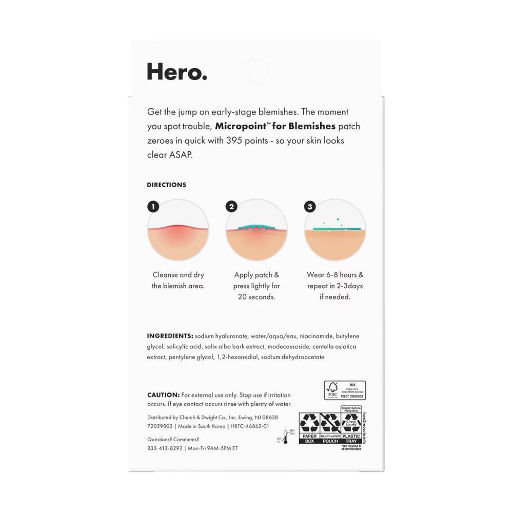 Hero Cosmetics Mighty Patch Micropoint for Blemishes, 8 Ct - 24 Pack