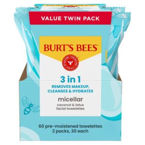 Burt's Bees Micellar Coconut & Lotus Facial Towelettes 30 Ct - Twin Pack - 6 Pack
