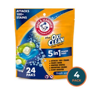Arm & Hammer OxiClean Power Packs 5-in-1 Laundry Detergent Pacs 24 Ct - 4 Pack