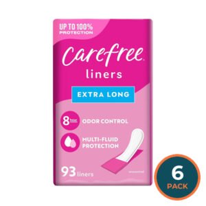 Carefree Acti-Fresh Extra Long Panty Liners - 93 Ct - 6 Pack