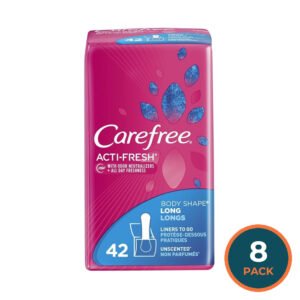 Carefree Body Shape Long Unscented Panty Liners - 42 Ct - 8 Pack