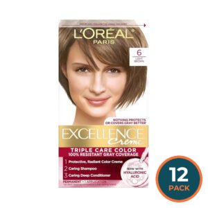 L'Oréal Paris Excellence Crème 6 Light Brown Permanent Hair Color Kit - 12 Pack