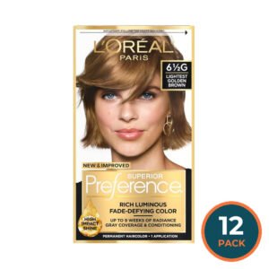 L'Oréal Paris Superior Preference 6-1/2G Lightest Golden Brown Permanent Hair Color - 12 Pack