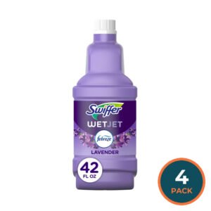 Swiffer WetJet Multi Surface Floor Cleaner Febreze Lavender Vanilla and Comfort - 42.2 oz - 4 Pack