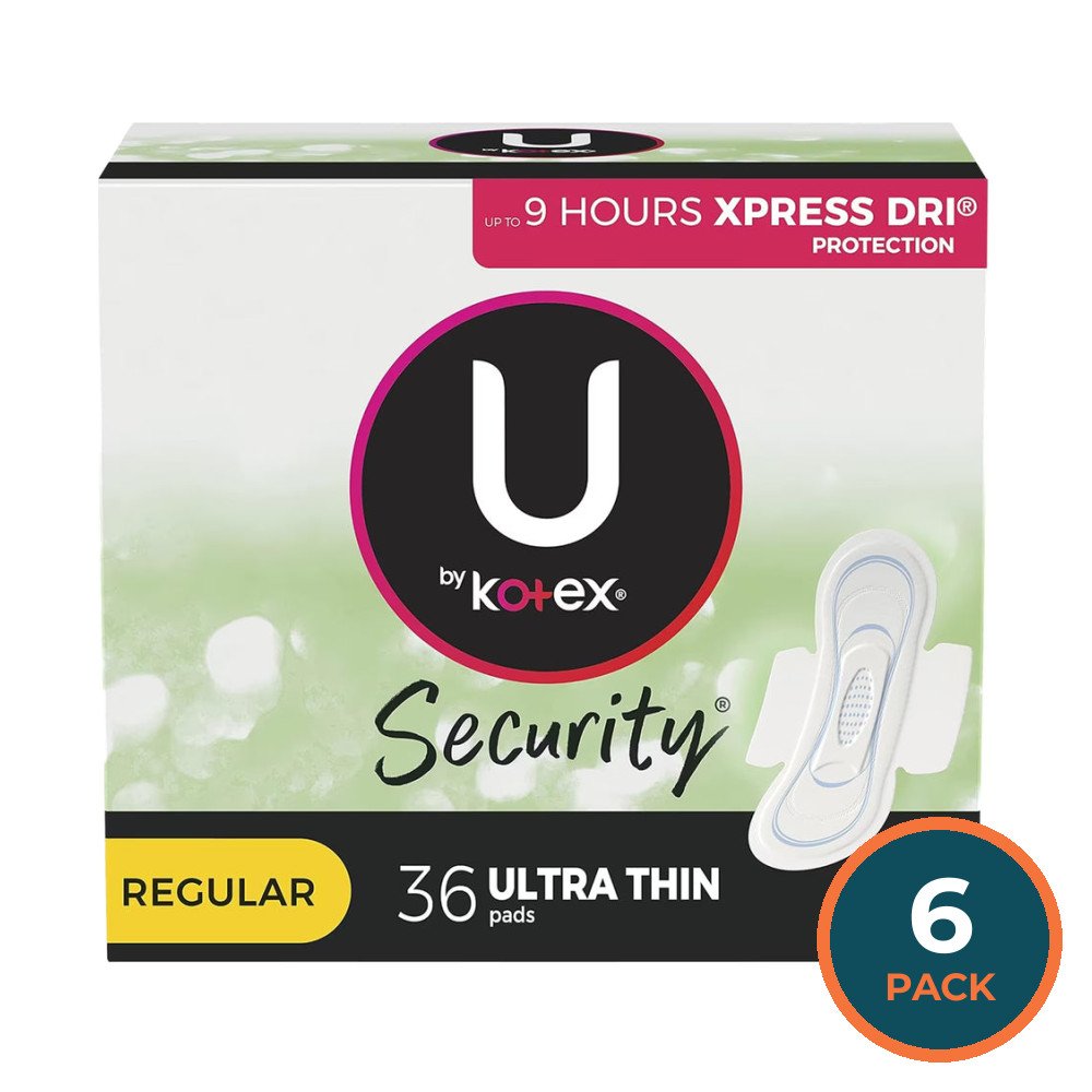 U by Kotex Ultra Thin Regular Pads - 36 Ct - 6 Pack