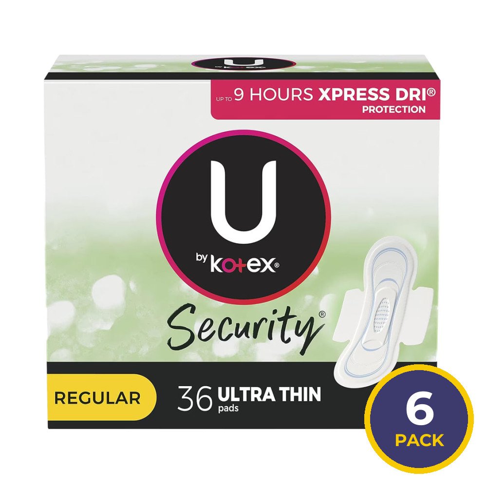 U by Kotex Ultra Thin Regular Pads - 36 Ct - 6 Pack