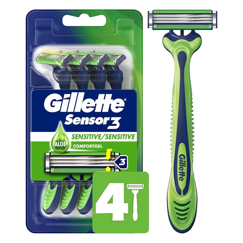 Gillette Sensor3 Men’s Disposable Razors Blue - 4 Ct - 12 Pack