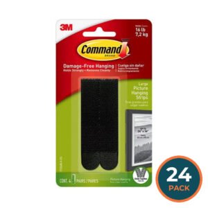 3M Command Large Black Picture Hanging Strips 4 Pairs - 24 Pack